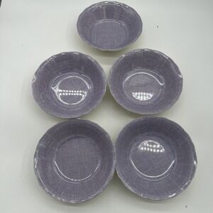 Target Home Melamine Bowls Purple‎ White Plaid~Beige Bottom~ Set Of 5~EUC